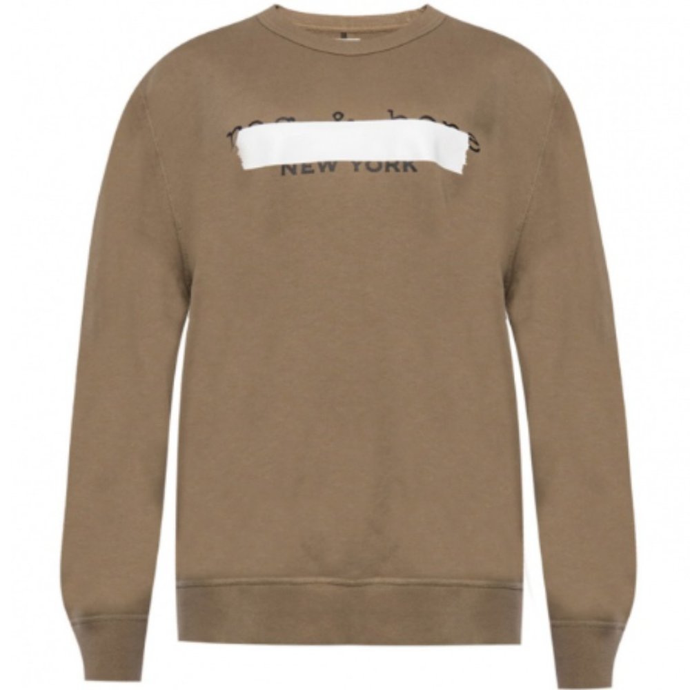 Rag & Bone Green Logo-Printed Sweatshirt Size Small